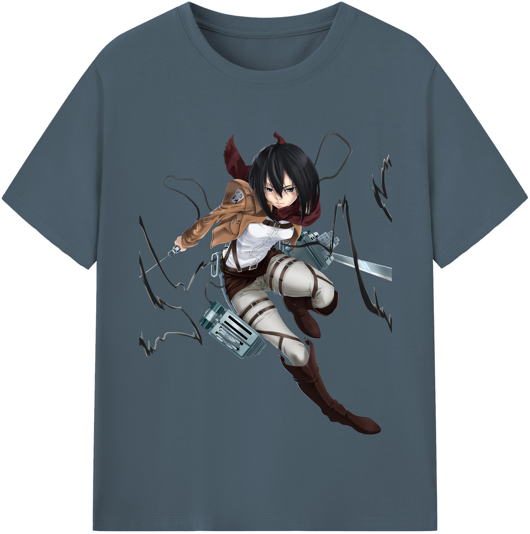 （画像用） 進撃の巨人 ミカサ·アッカーマン Attack on Titan Mikasa Ackerman 綿100％半袖Tシャツ（フロントプリント）